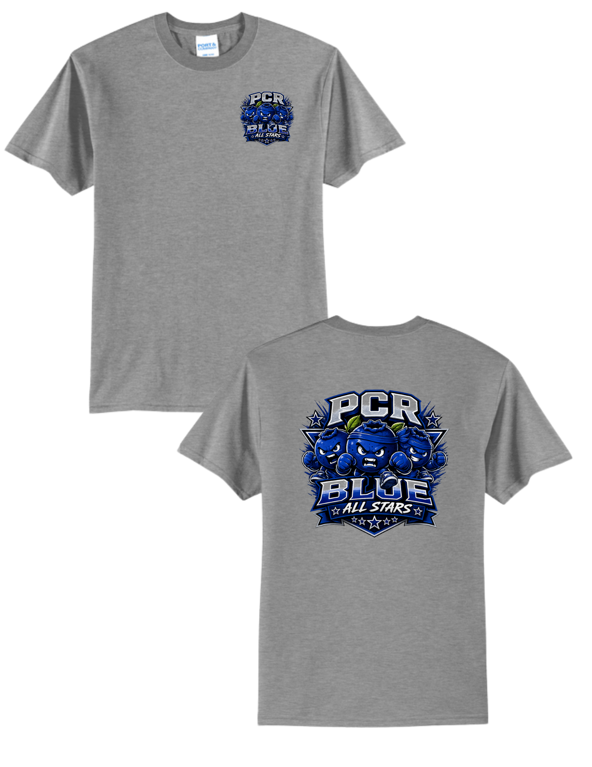 PCR BLUE ALL STARS-Port & Co Core Blend Tee-w/Small Logo and Large Logo