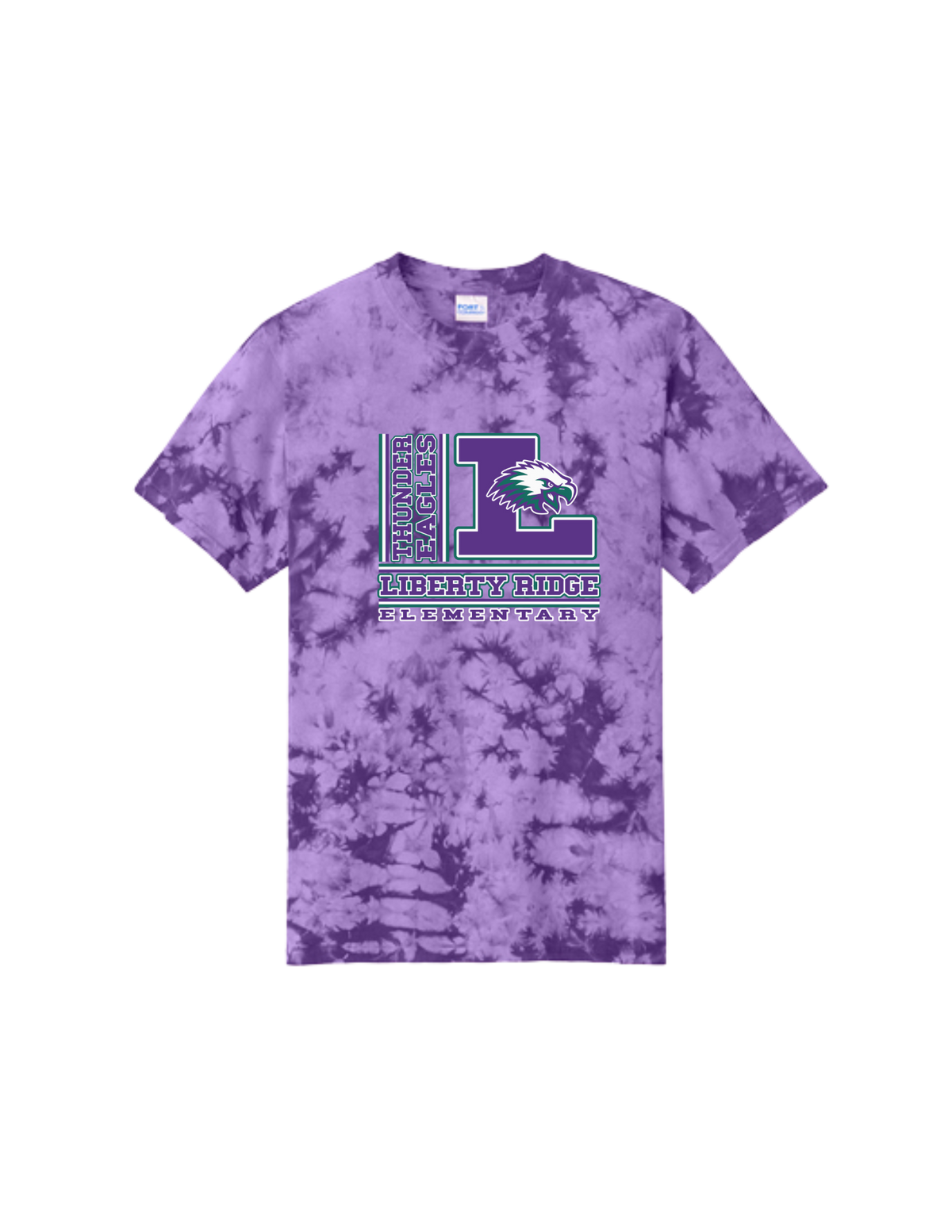 Liberty Ridge Elementary P&C Adult/Youth Crystal Tie-Dye Tee Purple