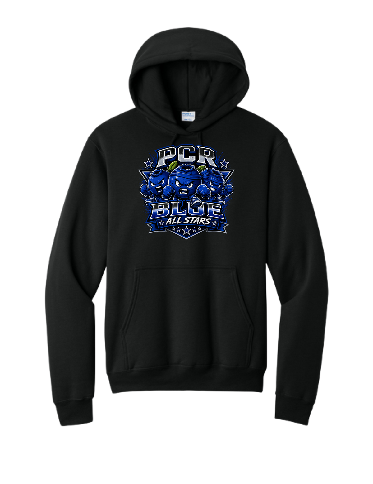 PCR BLUE ALL STARS-Port & Co Core Fleece Hoodie-w/ Large Logo