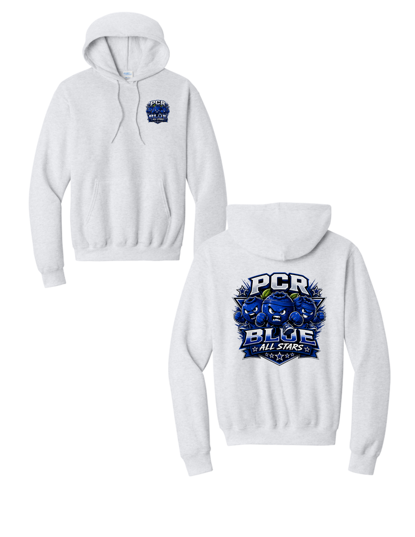 PCR BLUE ALL STARS-Port & Co Core Fleece Hoodie- w/Small Logo and Large Logo