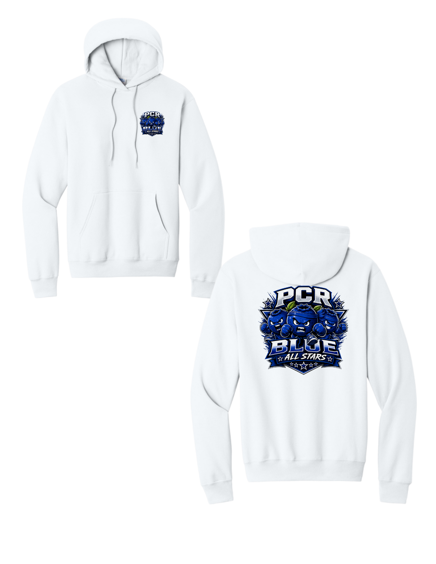 PCR BLUE ALL STARS-Port & Co Core Fleece Hoodie- w/Small Logo and Large Logo