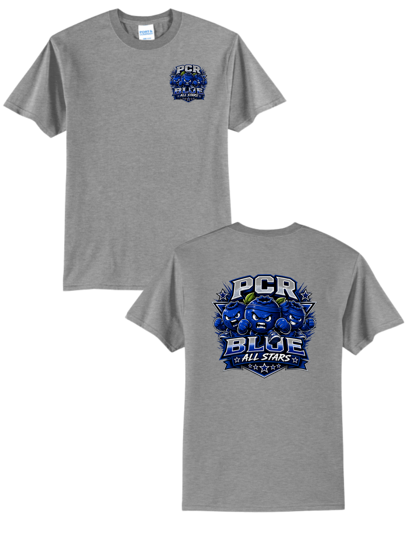 PCR BLUE ALL STARS-Port & Co Core Blend Tee-w/Small Logo and Large Logo