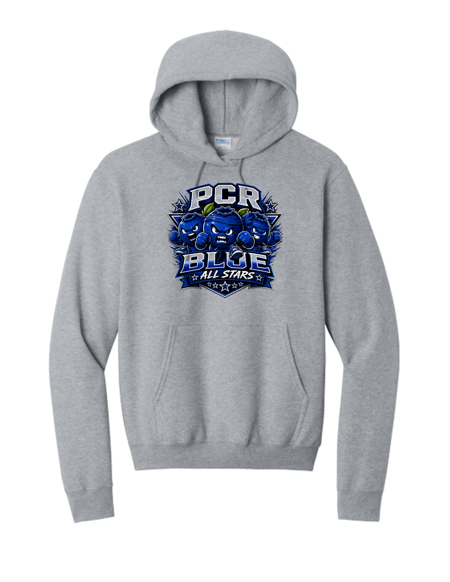 PCR BLUE ALL STARS-Port & Co Core Fleece Hoodie-w/ Large Logo