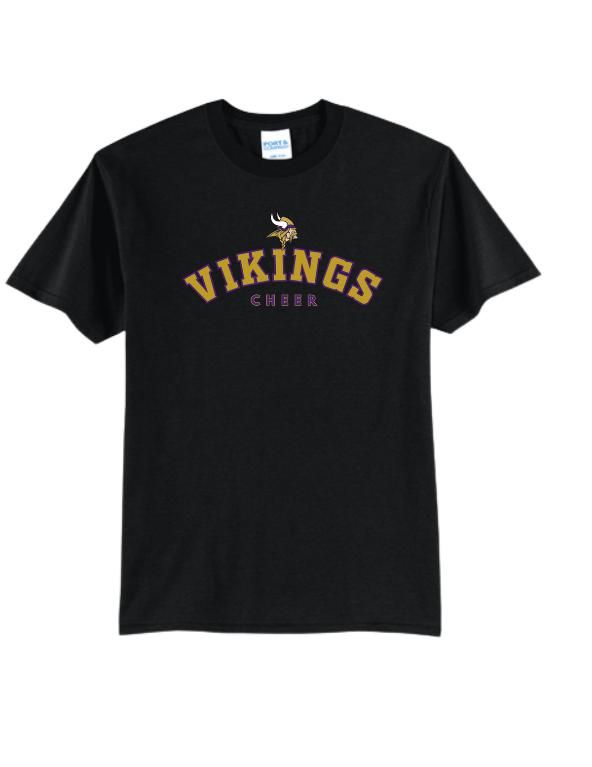 PUYALLUP CHEER- Port & Co Core Blend Tee- w/ Gold Vikings Cheer Logo