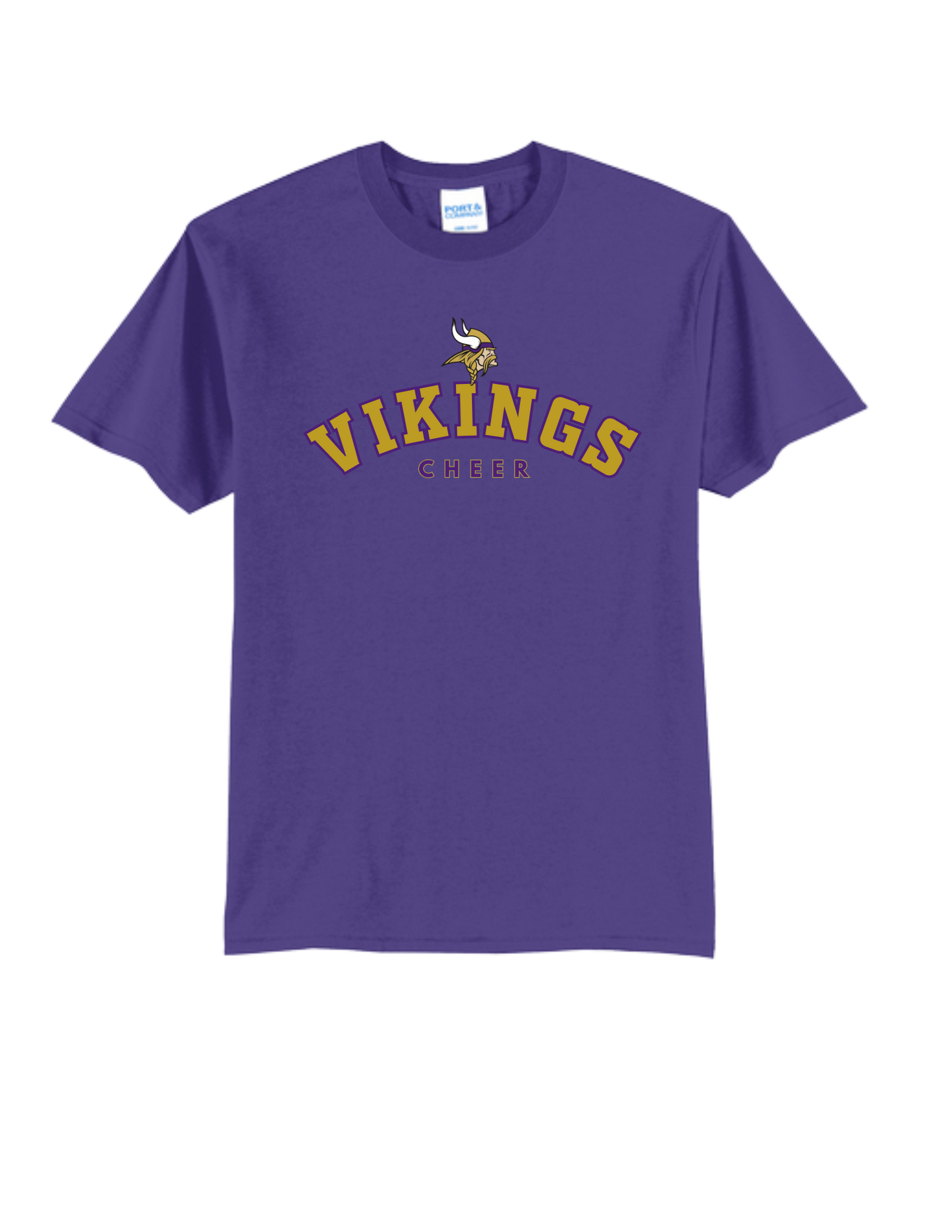PUYALLUP CHEER- Port & Co Core Blend Tee- w/ Gold Vikings Cheer Logo