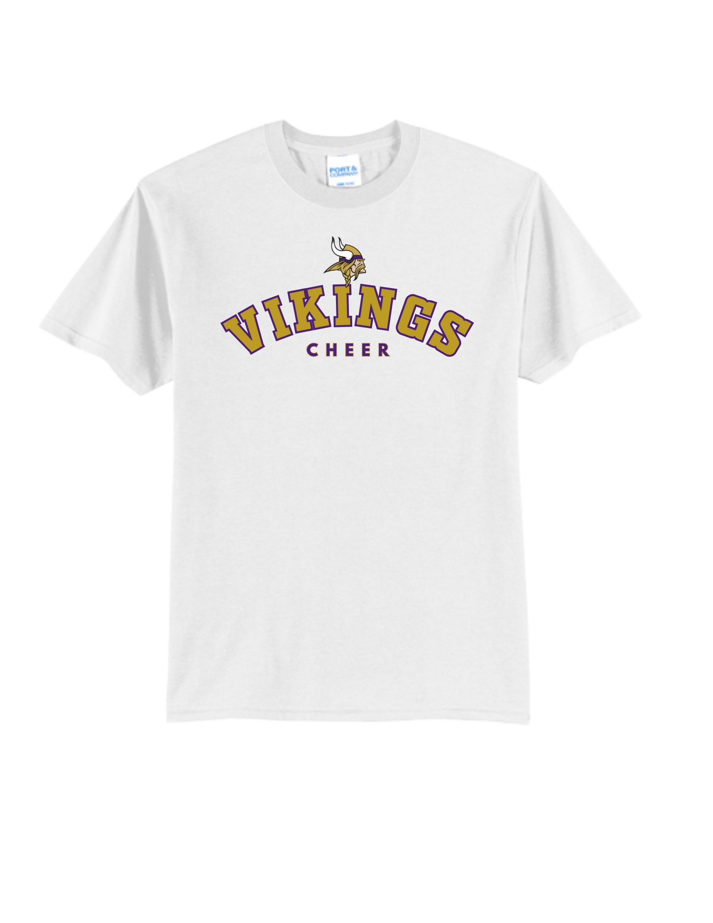 PUYALLUP CHEER- Port & Co Core Blend Tee- w/ Gold Vikings Cheer Logo