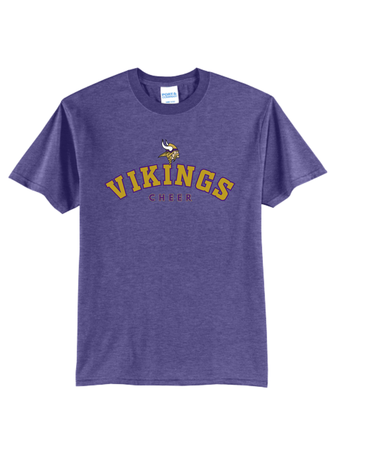 PUYALLUP CHEER- Port & Co Core Blend Tee- w/ Gold Vikings Cheer Logo