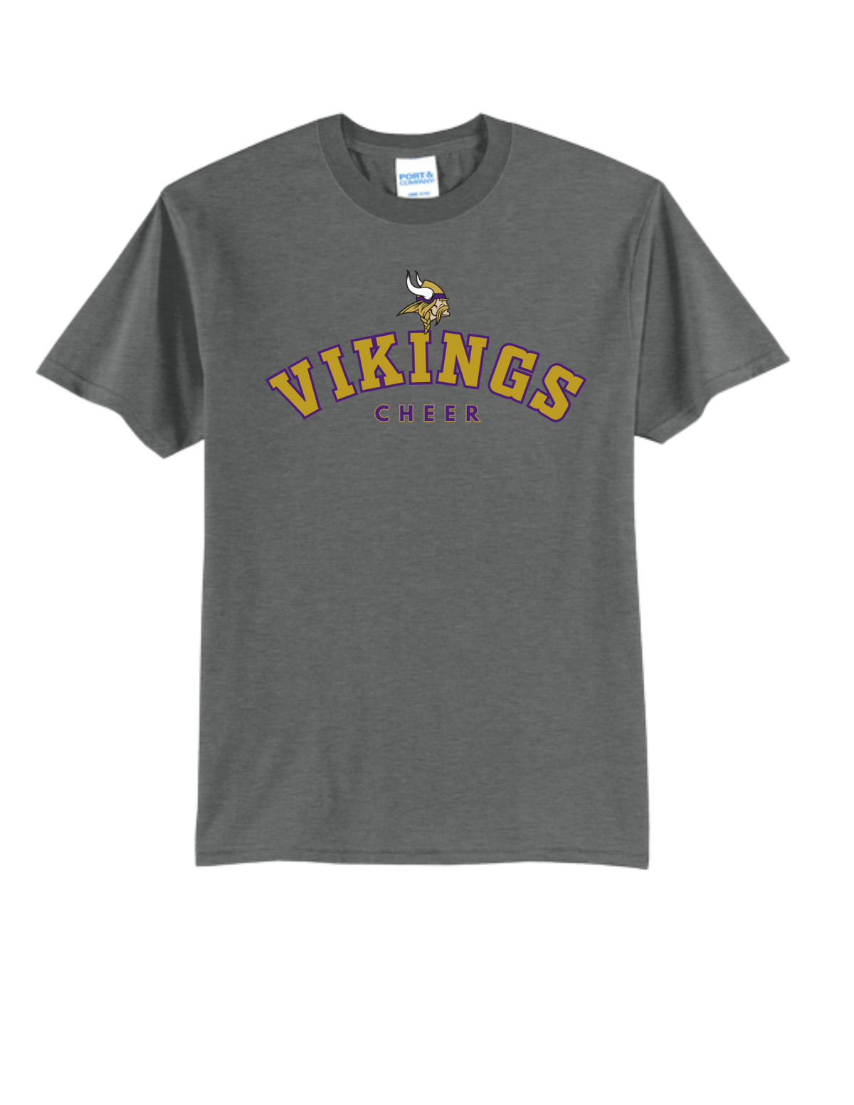 PUYALLUP CHEER- Port & Co Core Blend Tee- w/ Gold Vikings Cheer Logo