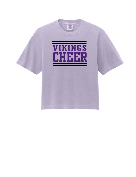 PUYALLUP CHEER-Comfort Colors Women’s Heavyweight Boxy Tee- w/ Purple & Black Vikings Cheer logo