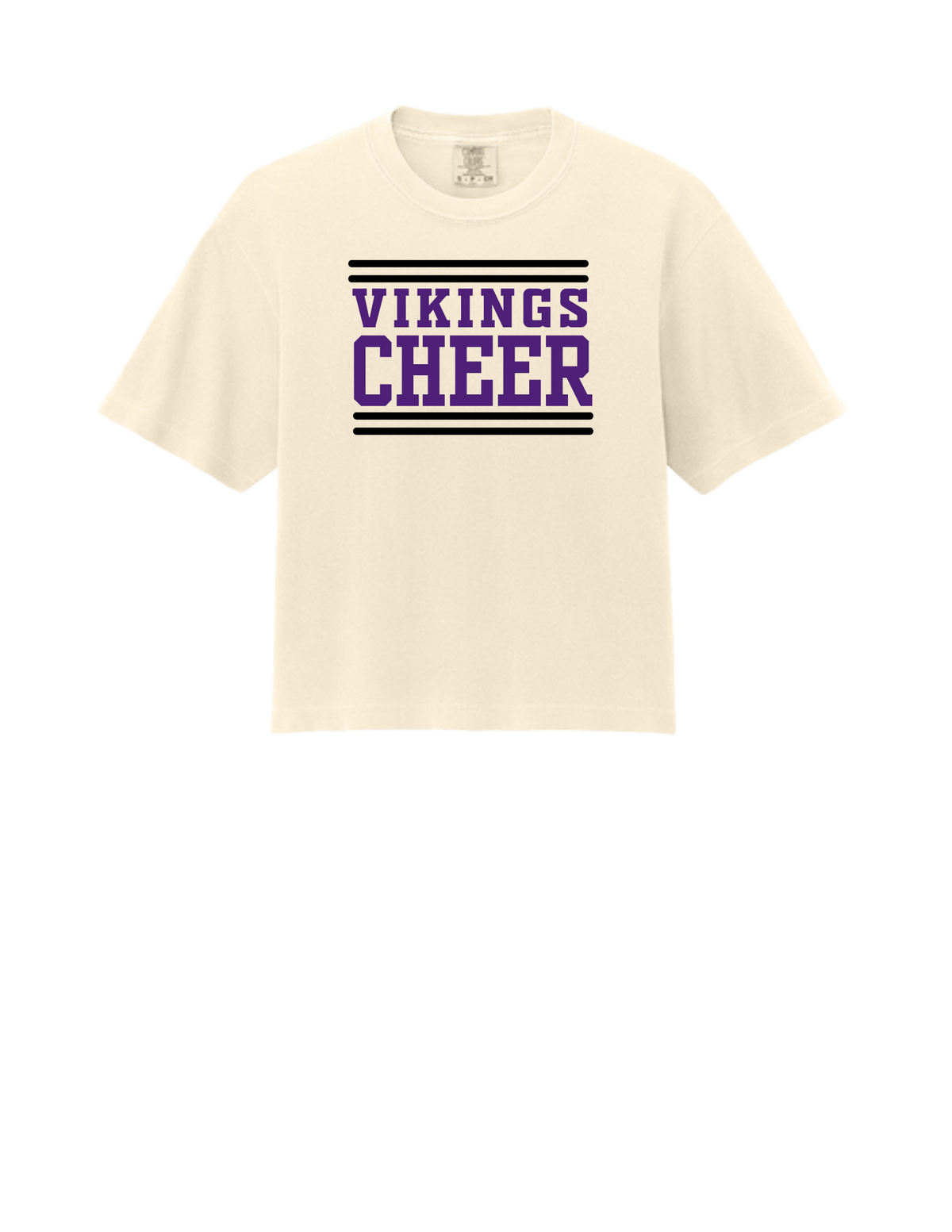 PUYALLUP CHEER-Comfort Colors Women’s Heavyweight Boxy Tee- w/ Purple & Black Vikings Cheer logo